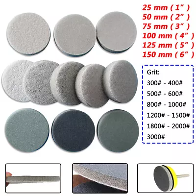 25mm-150mm 1 -6  Abrasive Foam Blending Pads Sanding Disc Hook & Loop P300-P3000 • $6.92