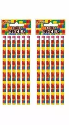 NEW! 12 X BRICKS Pencils Childrens Girls Boys / Kids  Party Loot Bag Fillers  • $5.21