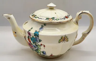 RARE Vintage Crown Staffordshire England Hollyhock 742202 Teapot With Lid • $112.50