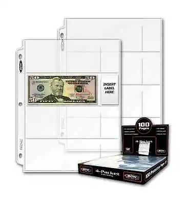 25 Sheets BCW 4 Pocket Currency Pages Binder Albums • $11