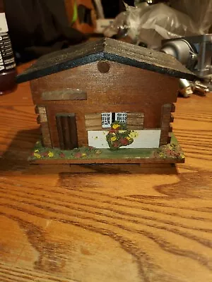 Vintage Wood Log Cabin Wind Up MUSIC BOX Trinket Made In Japan Works • $25