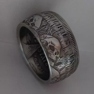 Handmade Crafted Rare 90% Silver Coin Ring Size 8-16 US Hobo Dollar • $67.92