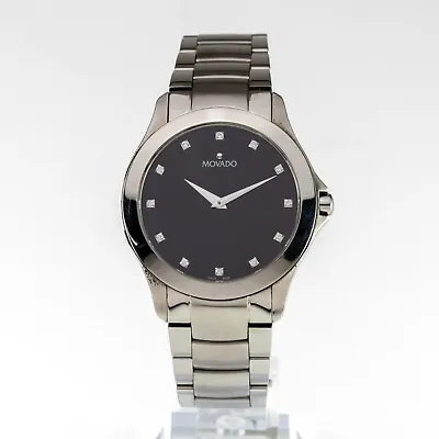 Movado Men's Stainless Steel Quartz Watch W/ Diamond Dial 50.1.14.1351 • $520