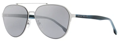 $69 • Buy Hugo Boss Aviator Sunglasses B1216FSK 6LBT4 Ruthenium/Blue Horn 63mm