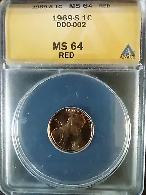 $56000 • Buy 1969-s Mint Anacs Certified Double Die Obv Lincoln Cent