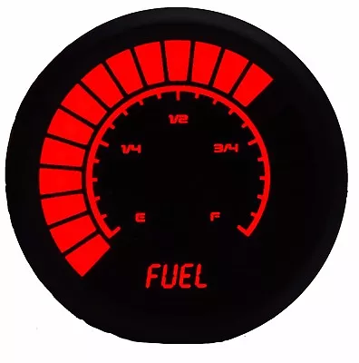 2 1/16  Universal Analog Fuel Gauge Red LEDs Black Bezel 52mm Made In The USA • $53.56