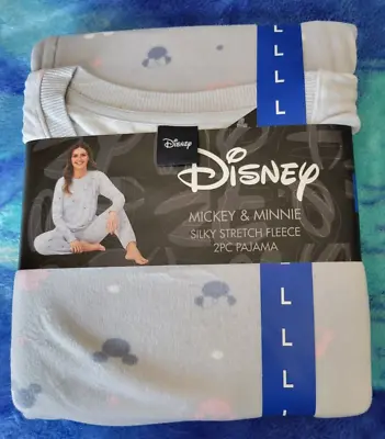 Disney Women's Mickey Minnie Mouse Silky Stretch Fleece Pajama Set L NWT • $20