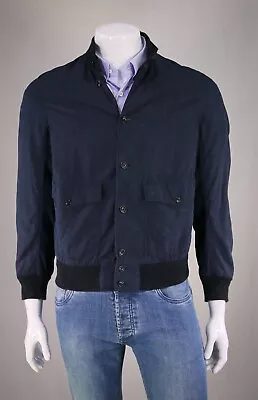 Tomorrowland Japan Navy Blue Linen Bomber Cafe Racer Jacket~ Medium • $79