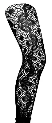 £4.99 • Buy Ladies  Footless Tights, Daisy & Fishnet Side Floral Lace Pattern 