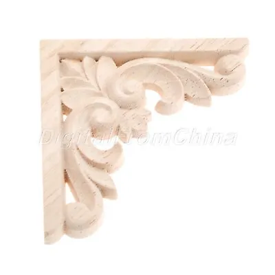 $2.60 • Buy New Wood Carved Corner Decal Unpainted Furniture Onlay Applique Home Decor 1/4pc