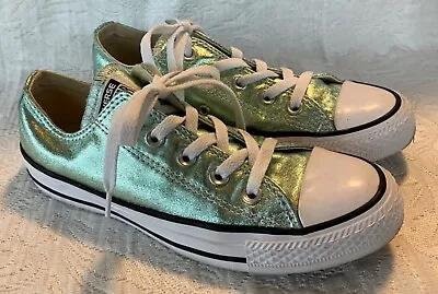 Womens Green Metallic Converse All Star Shoes Size 6 Excellent Condition  • $19.50