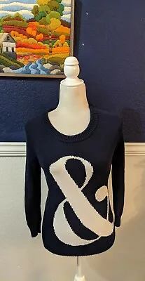 J. Crew Navy Blue Ampersand Intarsia Charley Sweater And & Sz Extra Small XS • $44.95