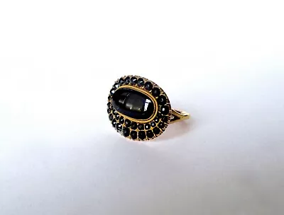 Antique Georgian Melanite Garnet Mourning Ring/Boho/Gothic/Steampunk • $875