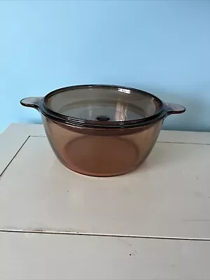 CORNING WARE VISION Pyrex AMBER Cookware 4.5 L / 5 QT DUTCH OVEN POT W LID USA • $35