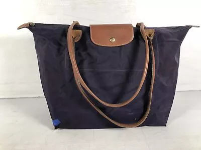 Longchamp Womens Purple France Double Handles Classic Travel Large Tote Bag COA • $26