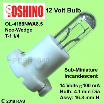 (10) Sub-Miniature 12 V Incandescent Bulbs Approx 4 Mm D X 17 Mm H *USA SELLER* • $7.95