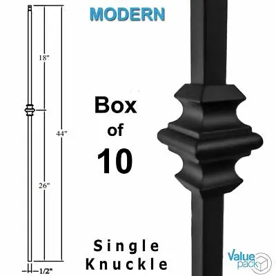 Single Knuckle Modern Iron Baluster (10-Pack) Hollow Metal Spindle (Satin Black) • $75