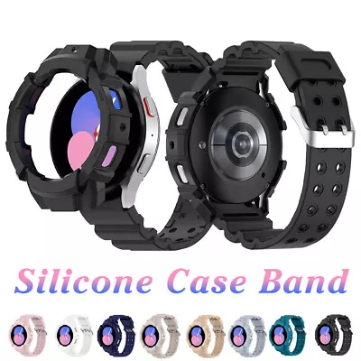 2Case+Band For Samsung Galaxy Watch 4 Strap 44mm 40mm 5pro 45mm Silicone No Gaps • $19.24