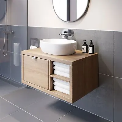 £419 • Buy Bathroom Wall Hung Vanity Unit White Basin Cabinet Storage Drawer Shelf 800mm