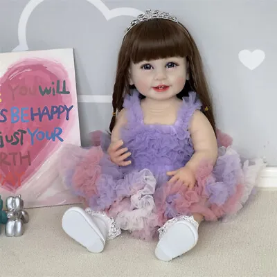 55CM Lifelike Reborn Toddler Gilr Doll Full Body Silicone Soft Touch Baby Doll • $110.42