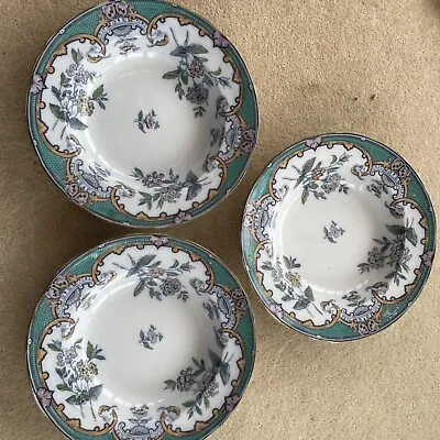 3x ANTIQUE DINNER SOUP PLATE PB&H PINDER BOURNE HOPE POTTERY MALVA  27cm Burslem • £35