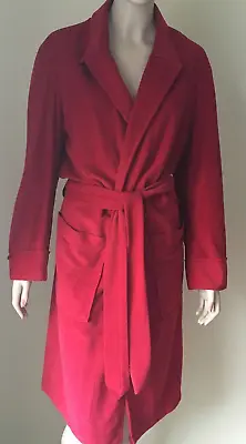 Vintage Montgomery Ward Smoking Jacket Belted Robe Size S 34-36 Crimson Red • $19.95