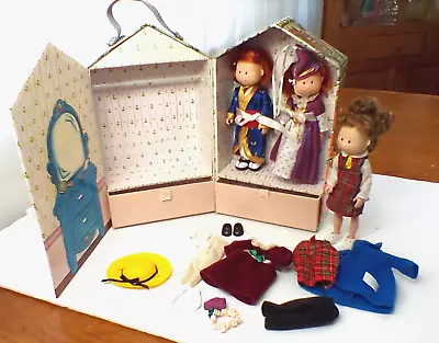 MADELINE 1999 Eden Doll House Wardrobe/ Carrying Case  /3 Dolls 8  + Clothes Lot • $45