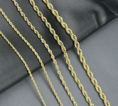 Stainless Steel Twisted Rope Chain Gold Plated Necklace Men Women • $7.09