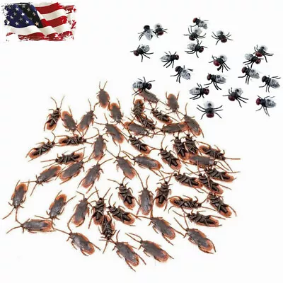 Realistic Cockroach Prank Toy Rubber Fake Fly Creepy Cock Roach Mini Bugs Gags • £5.58