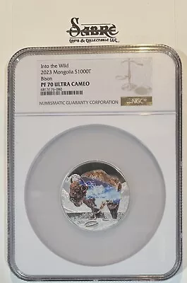 2023 Mongolia Into The Wild - Bison 2oz Silver - NGC PF70 Ultra Cameo • $75