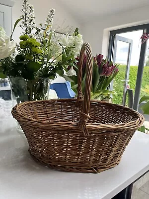 £35 • Buy Extra Large Wicker Basket Shopper Egg Fruit Flowers Country Cottage Decor