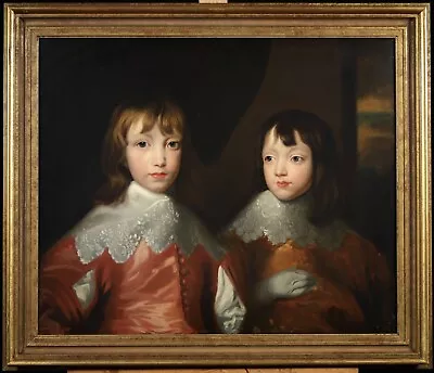 18th CENTURY ENGLISH OLD MASTER OIL - DOUBLE PORTRAIT DUKE BUCKINGHAM - VAN DYCK • $1049.62