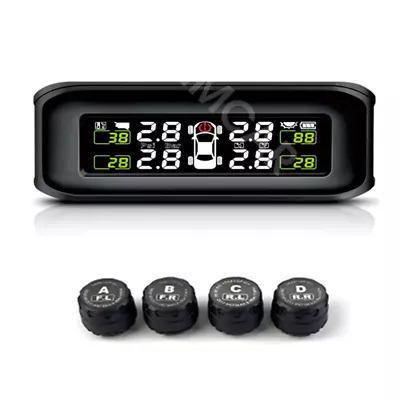 Solar TPMS Car Wireless Tire Pressure Temp LCD Monitoring System Alarm 4 Sensors • $29.60