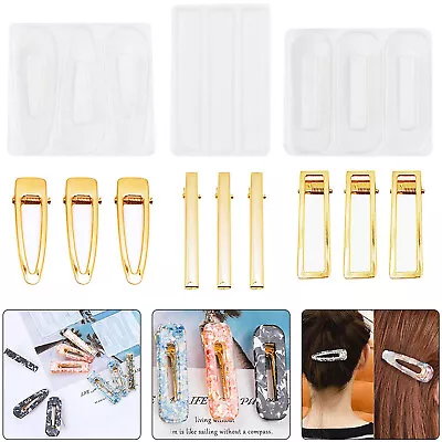 33/Set Silicone Resin Moulds Hair Clip Casting Molds Making Kit Silicone DIY UK • £12.98