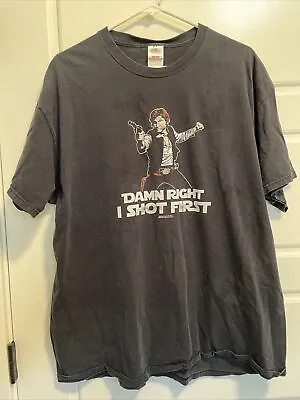 $10 • Buy 2010 Star Wars Damn Right I Shot First Han Solo T-shirt Size 2XL XXL