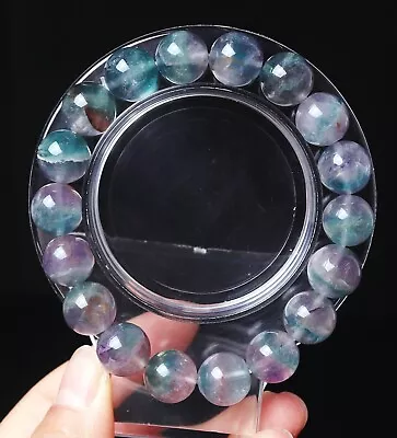 11.2mm Natural Color Fluorite Crystal Quartz Beads Bracelet AAA • $6