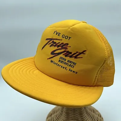 Vintage John Wayne True Grit  Patch Trucker Hat Snapback Cap Yellow • $14.95