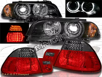 00-03 Bmw E46 2dr Halo Projector Headlights +corner+red Smoke Led Tail Lights • $419.99