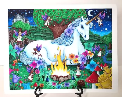 Fantasy Art Print Unicorn And Fairies Signed Jake Hose Seattle Artist Pen & Ink • £29.09