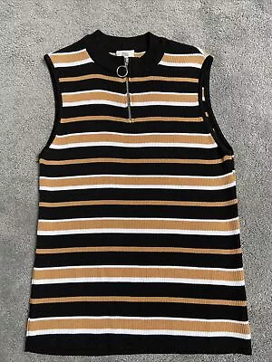 Girls River Island Sleeveless Tank Top Age 11-12 Years Mustard Black & White • £5.99