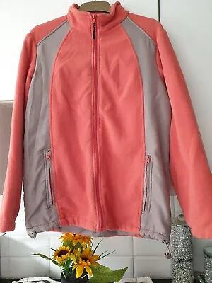 Cotton Traders Orange & Beige Fleece Jacket Size M • £6.50