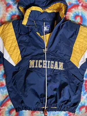 MICHIGAN Wolverines Vintage 90s Starter Jacket Hooded Insulated Pullover Puffer • $75