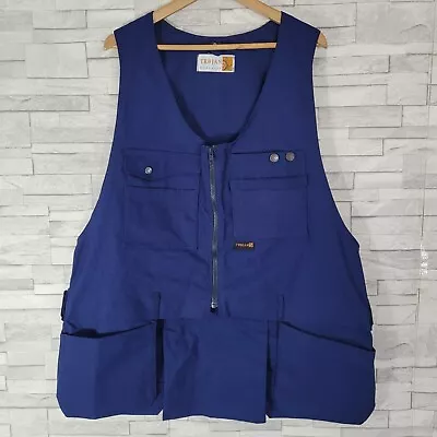 £44.50 • Buy TROJAN Utility Tool Vest Waistcoat  Blue Full Zip Blue Workwear Trades XL 46-48 