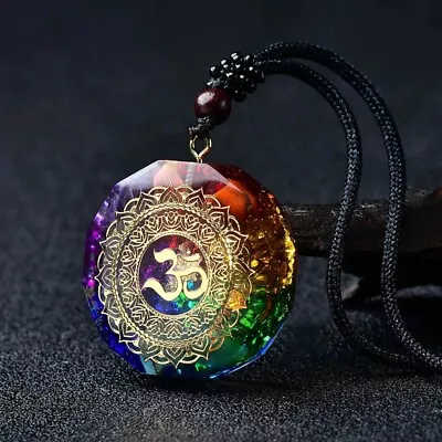 Natural Crystal Orgonite Pendant 7 Chakra Healing Talisman Women Men Necklace • $11.89