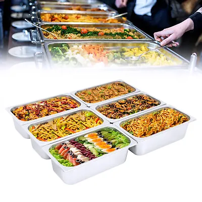 6 Pack 4  Deep Stainless Steel Steam Table Pans 1/3 Size Hotel Food Prep Pans • $39