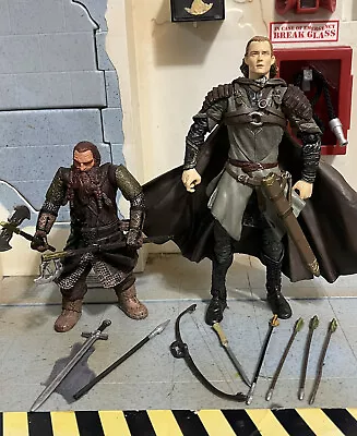 Toy Biz Lord Of The Rings Two Towers HELMS DEEP Gimli & Legolas  Figures EUC • $30.70