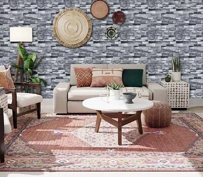 Black Bricks Wallpaper Peel And Stick Self Adhesive Contact Paper Home Decor G3 • $16.42