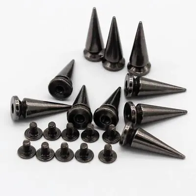 10 Sets 25mm Cone Screw Back Metal Studs Bags Leathercraft Rivets PUNK Black • $5.40