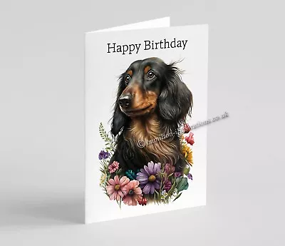 Personalised Dog Dachshund Long Haired Art Birthday Card Get Well Mothers Day • £3.50