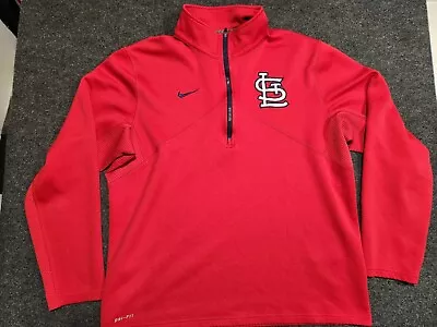 St. Louis Cardinals Shirt Mens Large Nike Dri Fit 1/4 Zip Pullover MLB Red STL  • $24.99